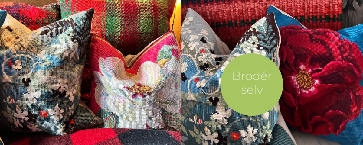 Montering av broderi | Få sydd pute med glidelås og kant